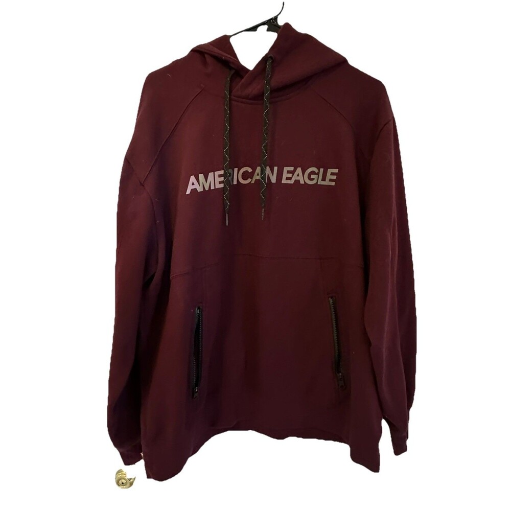 AMERICAN EAGLE OUTFITTERS Active Flex Maroon Burgundy Hoodie Sweatshirt Size XL